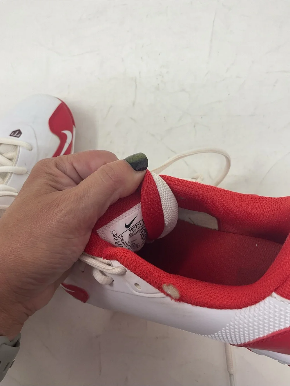 Nike Kids White and Red baseball cleats